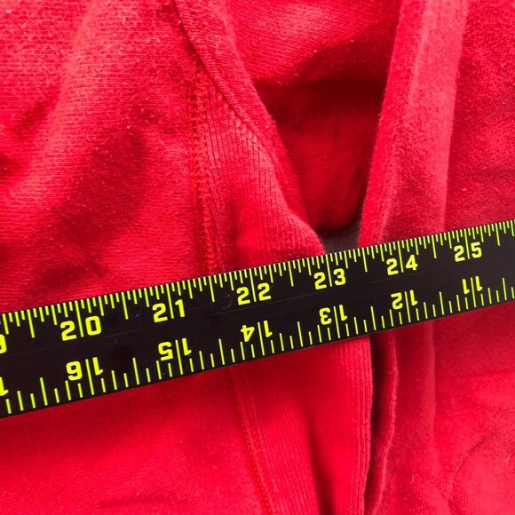 Champion Women's Reverse Weave Sweatshirt Large Crew Neck Red Cropped with Sciss - Picture 5 of 14